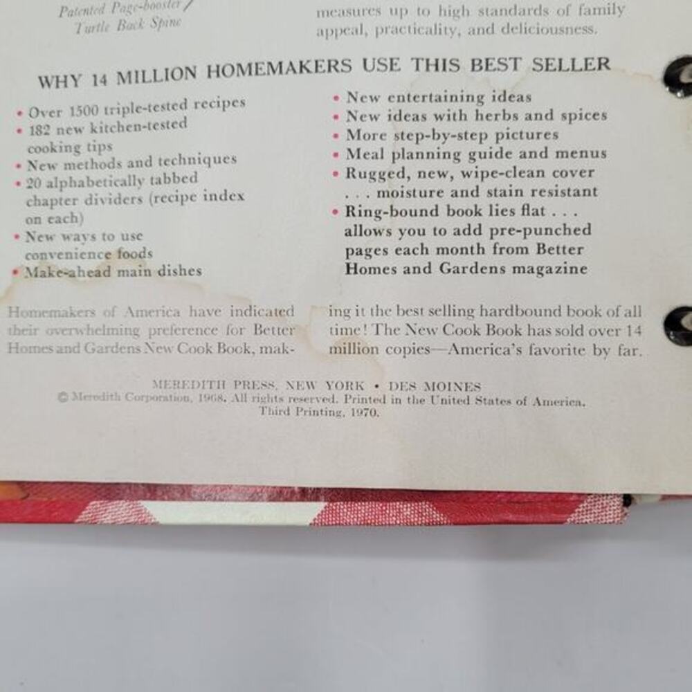 Better‎ Homes & Gardens New Cookbook Meredith Corporation 1968 3rd printing 1970 - Picture 7 of 13